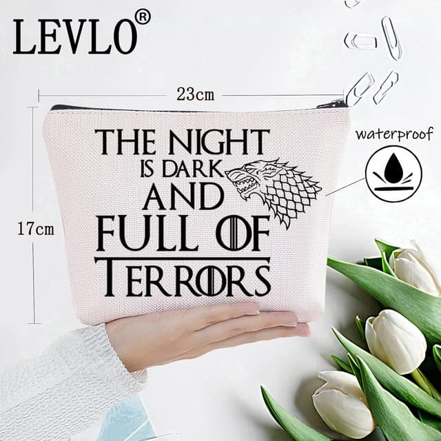 Thumbnail 1 de Game of Thrones cotton canvas cosmetic make-up bag (The Night Is Dark and Full of Terrors) by LEVLO