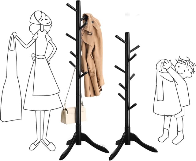 Thumbnail 4 de VASAGLE Attaccapanni da Terra in Legno 8 Ganci