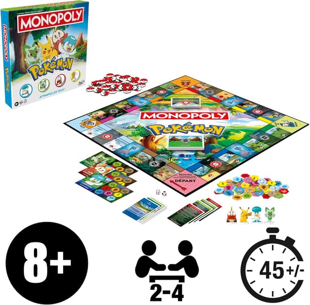 Detalle de Monopoly Pokémon Edition – gioco da tavolo per 2-4 giocatori, caccia ai Pokémon e avventure in 45 minuti (da 8 anni)