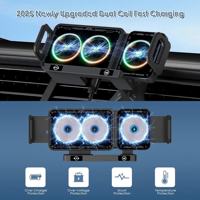 Detalle de Olycism Support voiture pour téléphone avec charge sans fil 15 W Dual Coils (rotatif) pour Galaxy Z Fold/Flip