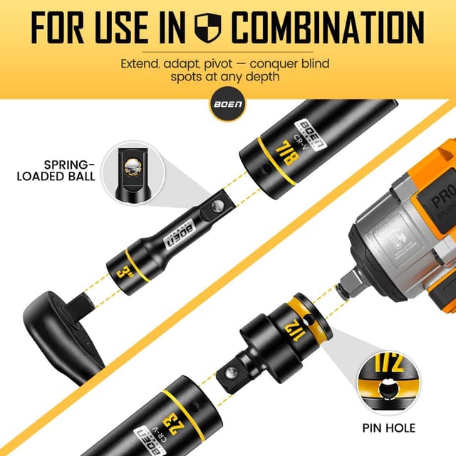 Thumbnail 6 de BOEN 1/2-Inch Drive Impact Socket Set (65-Piece) — SAE & Metric Deep/Shallow Cr-V