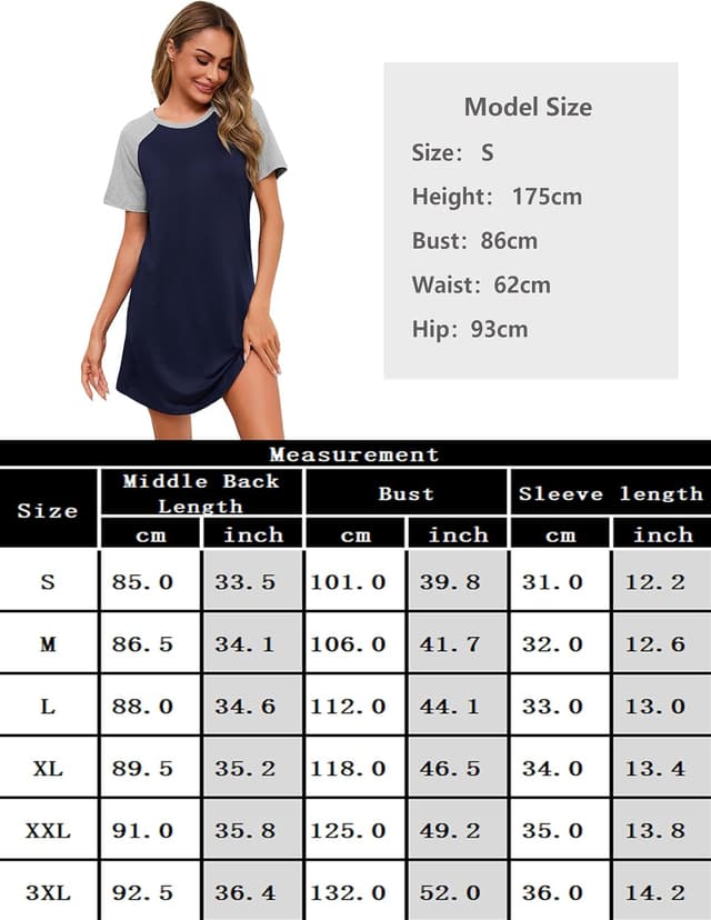 Detalle 2 de Uniexcosm Chemise de nuit femme en coton à manches courtes (grande taille)