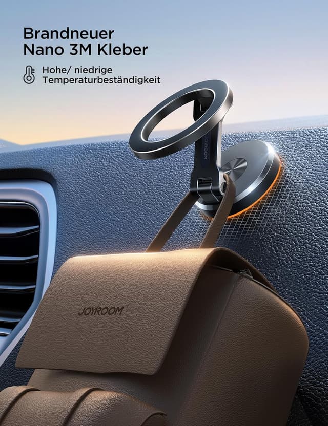 Detalle 2 de JOYROOM Handyhalterung Auto Magnet (faltbar & Vollmetall) mit 20× N55, 360° Drehung – Magsafe-Halter für iPhone & MagSafe-Hüllen