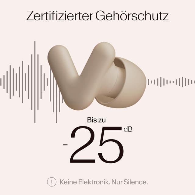 Detalle de Alpine Silence V-Form Ohrstöpsel (beige) – ultrakomfortable, wiederverwendbare Gehörschutz-Ohrstöpsel in XS/S/M/L