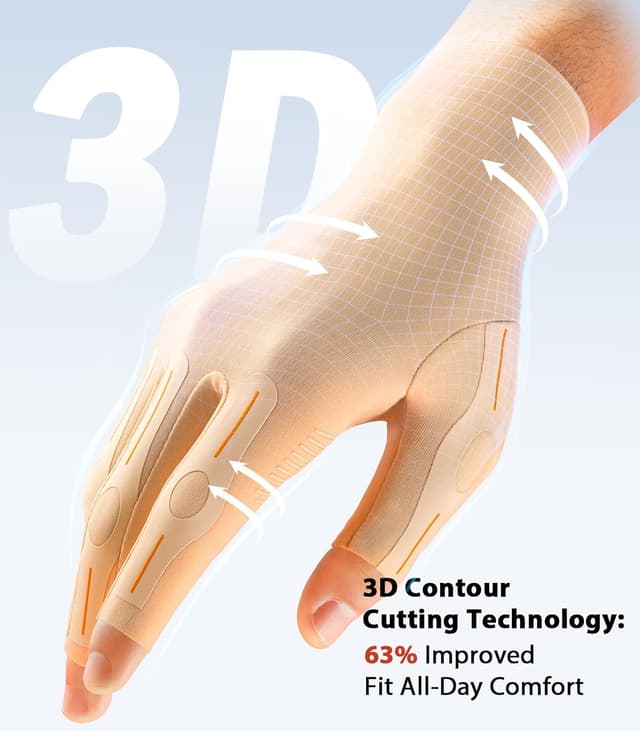 Detalle de WHCOOL Compression Arthritis Gloves (18–22 mmHg) – Finger-support design for typing, crocheting and sleep (XS, 6.5–7")