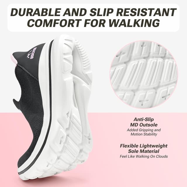 Detalle 2 de ODCKOI Slip-on baskets confort respirantes pour femmes : chaussures légères de marche et fitness