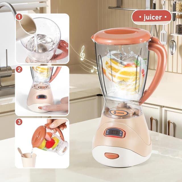 Detalle de LOVE LIFE Spielzeug-Kinderküche Zubehör-Set ab 3 Jahren mit Kinder-Kaffeemaschine, Mixer, Toaster & Kinderschürze
