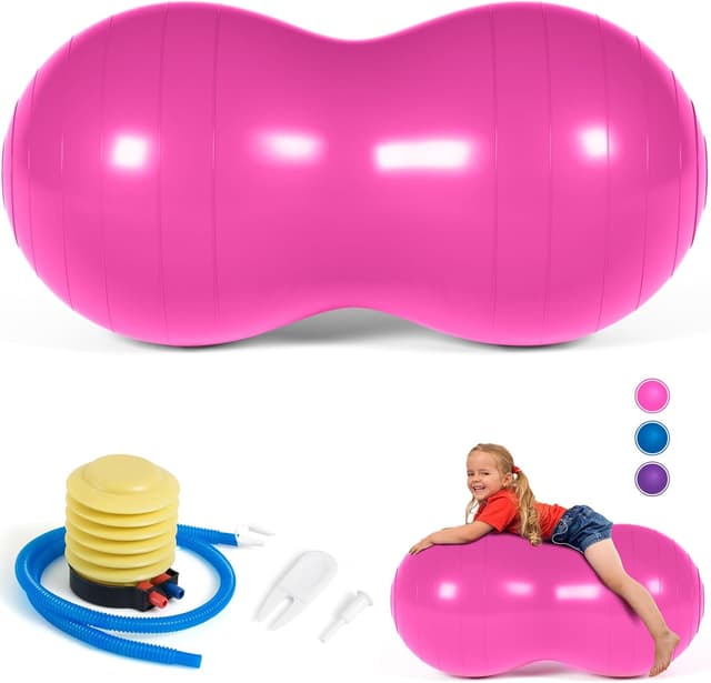 Detalle de DASKING Peanut Ball for Kids Therapy (90x45cm) anti-burst exercise ball with pump