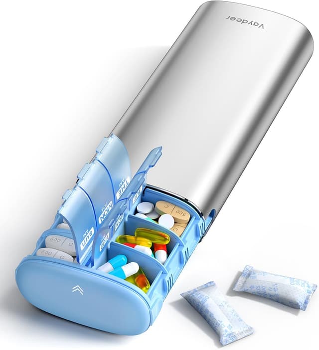 Detalle de VAYDEER AM/PM Pill Organiser 14-compartment weekly case 💊