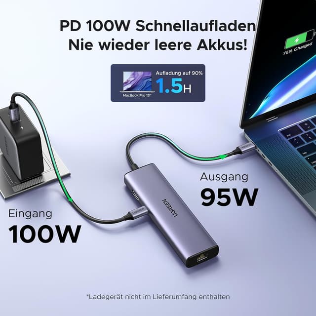 Detalle 2 de UGREEN Revodok 1061 USB C Hub 100W