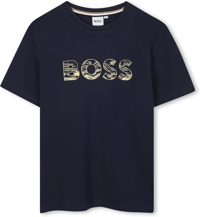Detalle de T-shirt Boss J52358 bambini e ragazzi in jersey di cotone con stampa logo BOSS