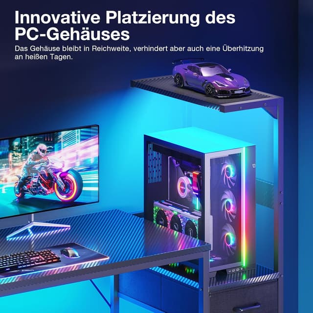 Detalle 1 de Gaming Tisch Coleshome 120×48 cm mit LED