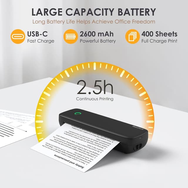 Detalle de Bisofice L81 Stampante termica portatile A4 con Bluetooth, stampa senza inchiostro e supporto carta multisize