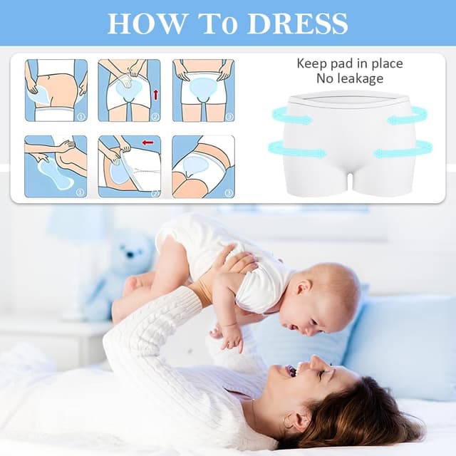 Detalle de ACWOO Postpartum Disposable Knickers (10 pack) – high-waist mesh pants for C-section recovery, travel, period & incontinence