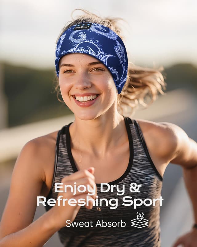 Detalle de MUSICOZY Bluetooth-Schlafkopfhörer: Schlafen, Reisen & Training ohne Kabel – für Seitenschläfer