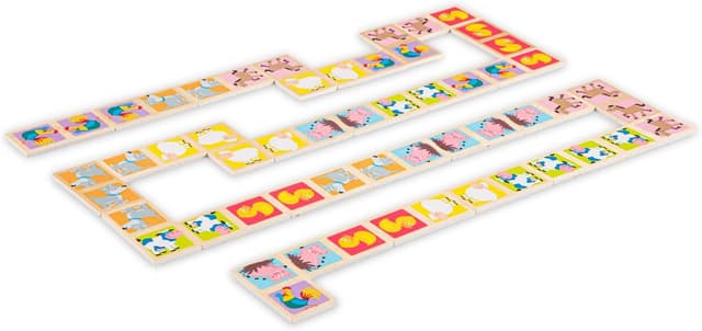Detalle de Woet New Classic Toys 10835 Domino-Spiel „Farm Life“ (Holz)