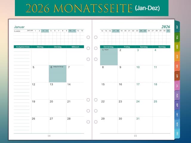 Detalle de 2026 Wochenplaner Einlage A5 100g/m² 📒