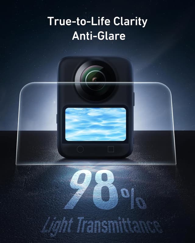 Detalle de TELESIN Displayschutzfolie aus gehärtetem Glas für DJI Osmo 360 (9H, 2,5D, statisch, 99% Transparenz)