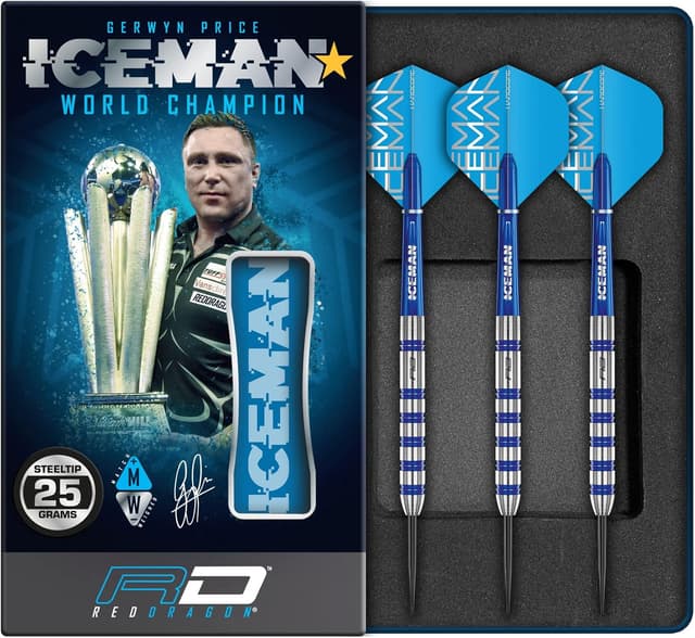 Thumbnail 6 de Red Dragon Gerwyn Price Iceman Challenger Professional Tungsten Darts set (23g) with flights & stems