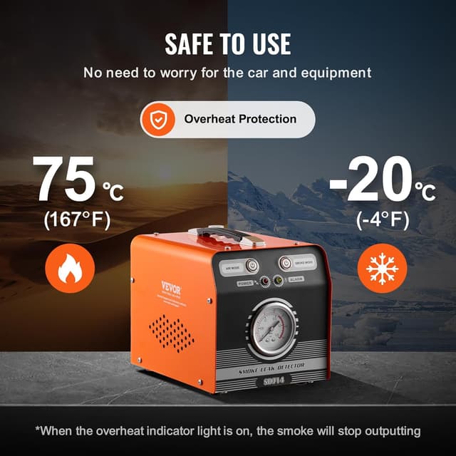Detalle 2 de VEVOR macchina rilevatore perdite di fumo per auto con pompa ad aria e manometro (8 L/min)