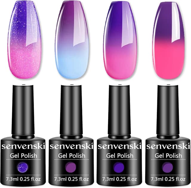 Detalle de Senvenski Changement de couleur Vernis semi-permanent UV/LED violet rouge brillant à effet caméléon
