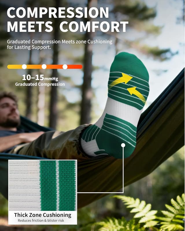 Detalle de CAMBIVO 2 Pairs Compression Crew Running Socks with Cushion & Arch Support