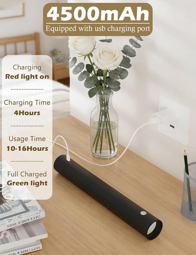 Detalle de ACMHNC Akku Pendelleuchte Schwarz (LED, 4500 mAh) mit Touch-Dimmung und 3 Farbtemperaturen