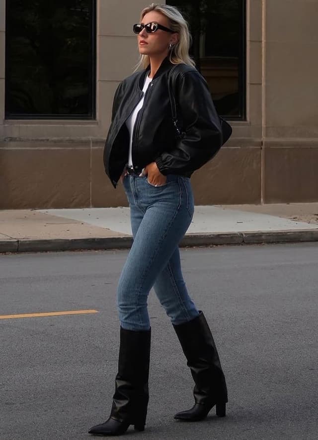 Detalle 2 de Modatope Knee High Boots Fold-Over Chunky Heel