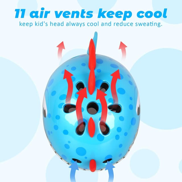 Detalle 2 de Atphfety Toddler Kids Bike Helmet with 3D Dino/Shark Design, Adjustable Fit, Multi-Sport, 3 Sizes