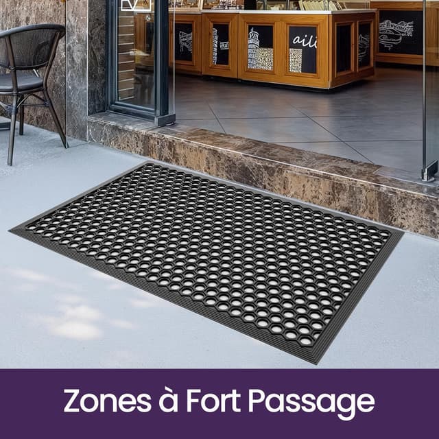 Detalle de DEXI Paillasson extérieur antidérapant 80 x 120 cm avec trous de drainage