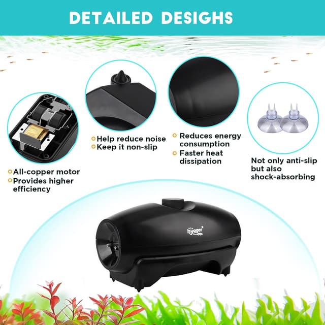 Thumbnail 5 de hygger Aquarium Luftpumpe 530L/H