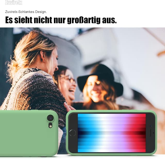 Detalle de Zuvirelx Silikon-Handyhülle für iPhone SE (2./3. Gen) 2020/2022 & iPhone 8/7 – minzgrün, dünn & stoßfest