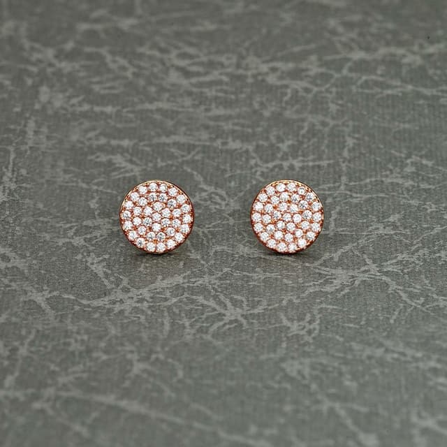 Detalle de Diamond Treats Petites boucles d’oreilles en argent 925 rondes en disque serties de pierres (oxydes de zirconium)