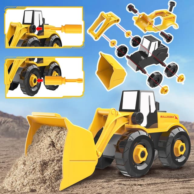 Detalle 2 de Vanplay 6 in 1 Take-Apart Construction Vehicles Set with Electric Drill & Storage Box (104 pcs)