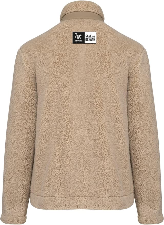 Detalle de Giacca sherpa Surf Monkey con zip e tasca sul petto, riciclata, vestibilità classica