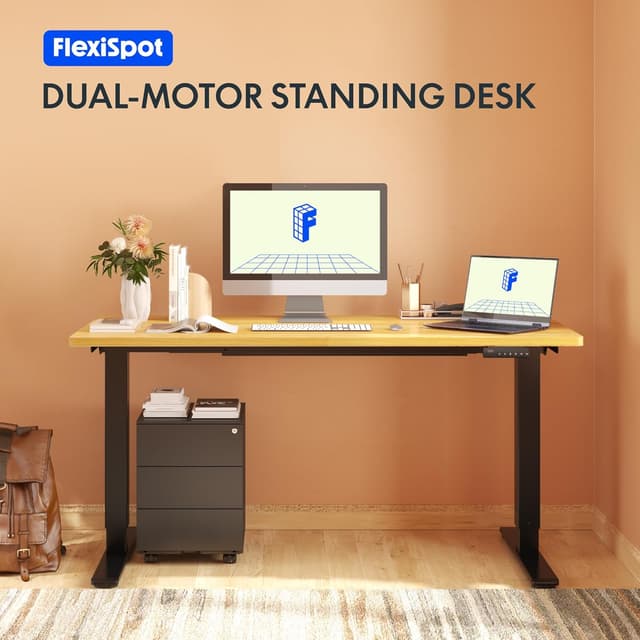 Detalle de FLEXISPOT 2 moteurs bureau assis-debout électrique 180x80 (une pièce) – double moteur, mémoires et retour anti-obstacle
