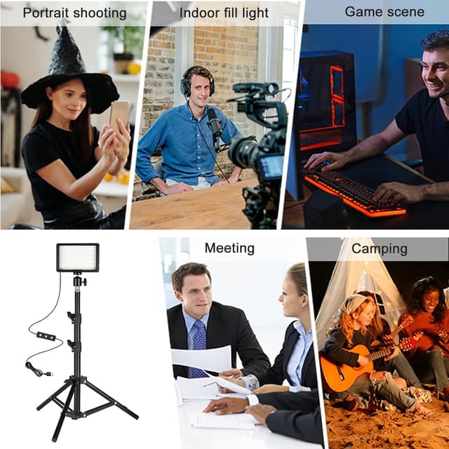 Detalle de Ci-Fotto LED Fotolicht Video Licht 2er-Set, dimmbar (5600K), USB-Panel inklusive Farbfilter