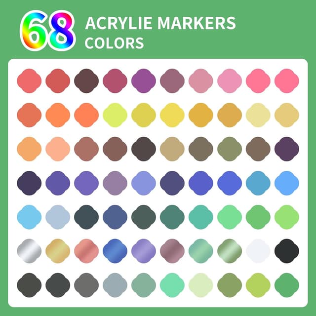 Detalle 2 de HYNEXLK Acrylic Paint Pens 68 Colours with Dual Tips 🎨