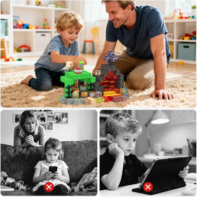 Detalle 2 de Laoren Magnetic Building Blocks 200-Piece STEM Magnet Cubes Set (Ages 4–12)