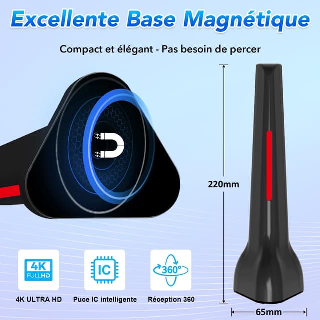 Detalle 2 de Antenne TV intérieure TNT HD 2026 rouge