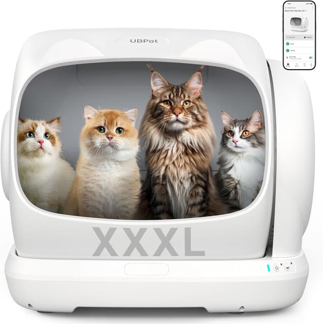 Detalle de UBPET XXXL litière autonettoyante pour chat, capacité XXL et contrôle via application