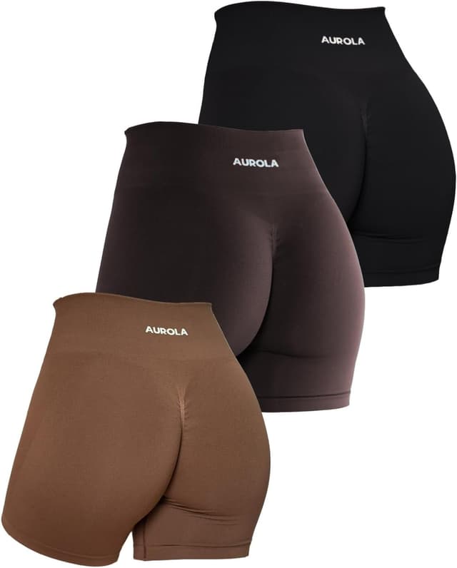 Detalle de AUROLA Intensify Workout Shorts for Women (Seamless Scrunch) — High-Waist, Moisture-Wicking Gym & Yoga Shorts