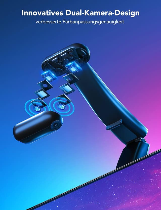 Detalle de Govee Envisual TV Hintergrundbeleuchtung T2 mit Dual-Kamera für 75–85 Zoll, RGBIC WiFi LED Strip (Alexa & Google Assistant)