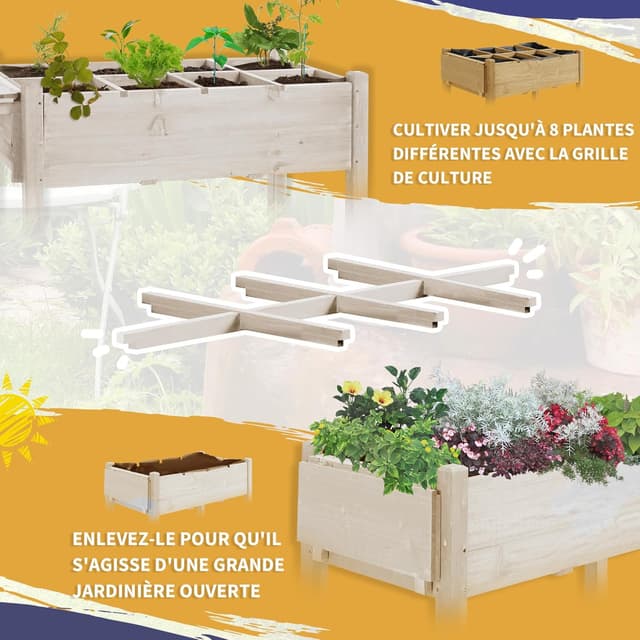 Detalle de Outsunny Jardinière sur pied sur roulettes avec étagère et tablette rabattable (123 x 54 x 87 cm)