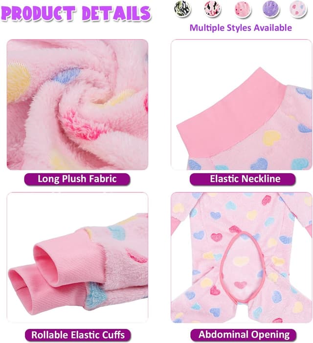 Detalle de BT Bear Dog Winter Clothes Flannel Pullover Pyjamas Onesie (XXXL, Pink) for Medium–Large Dogs