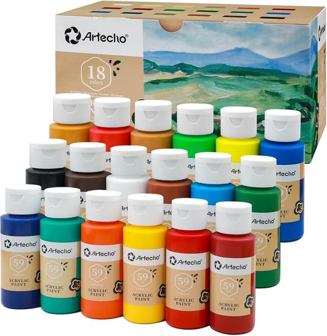 Detalle de Artecho Acrylic Paint 18 Colours 59 ml set ๐จ