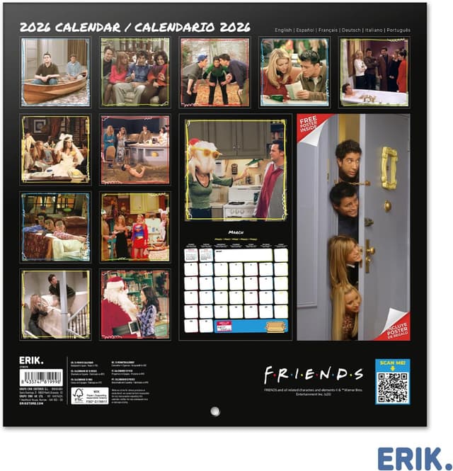 Thumbnail 1 de Grupo Erik Calendario 2026 da muro Friends 30x30 cm 📅
