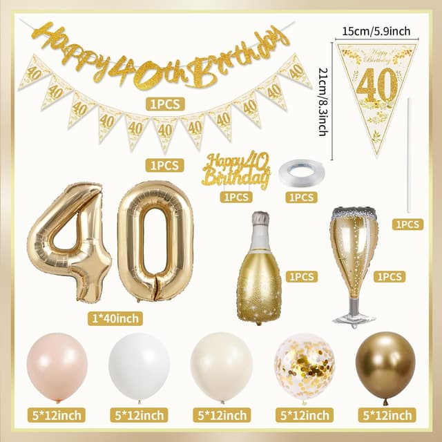 Thumbnail 1 de Lyuet Happy 40th Birthday banner set