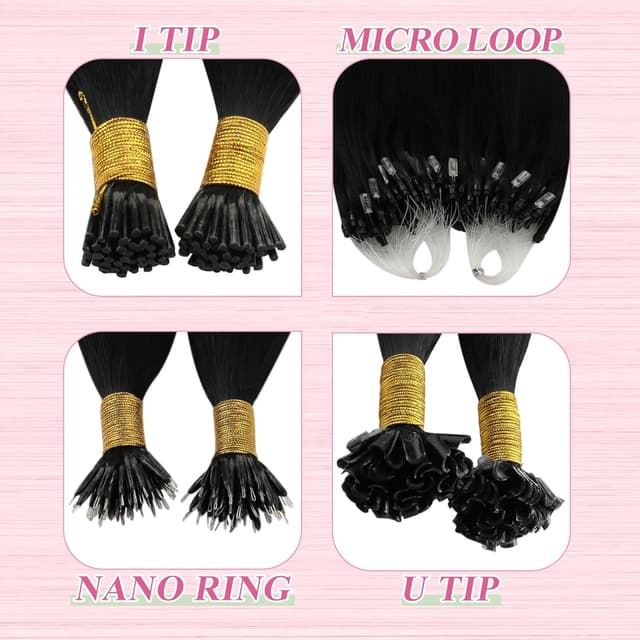 Detalle 2 de YoungSee Keratin Extensions Echthaar Schwarz – Bonding-Extensions mit Echthaar, 50 Strähnen (50 g) – Warm Schwarz