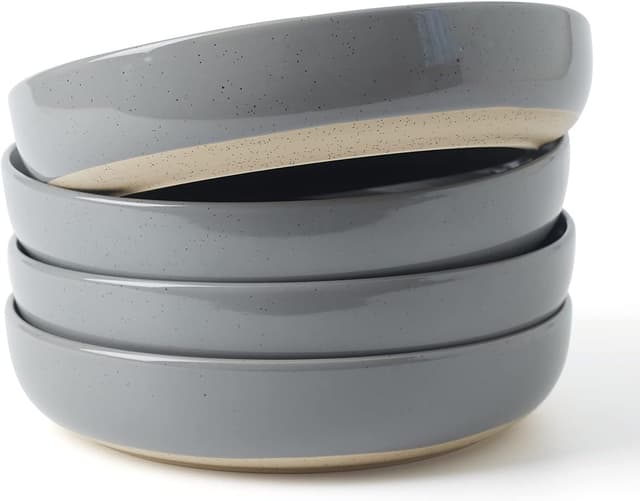 Detalle de famiware Milkyway 33 oz Bowl Set (Set of 4) for Pasta, Salad & More, Dark Gray Speckled Stoneware